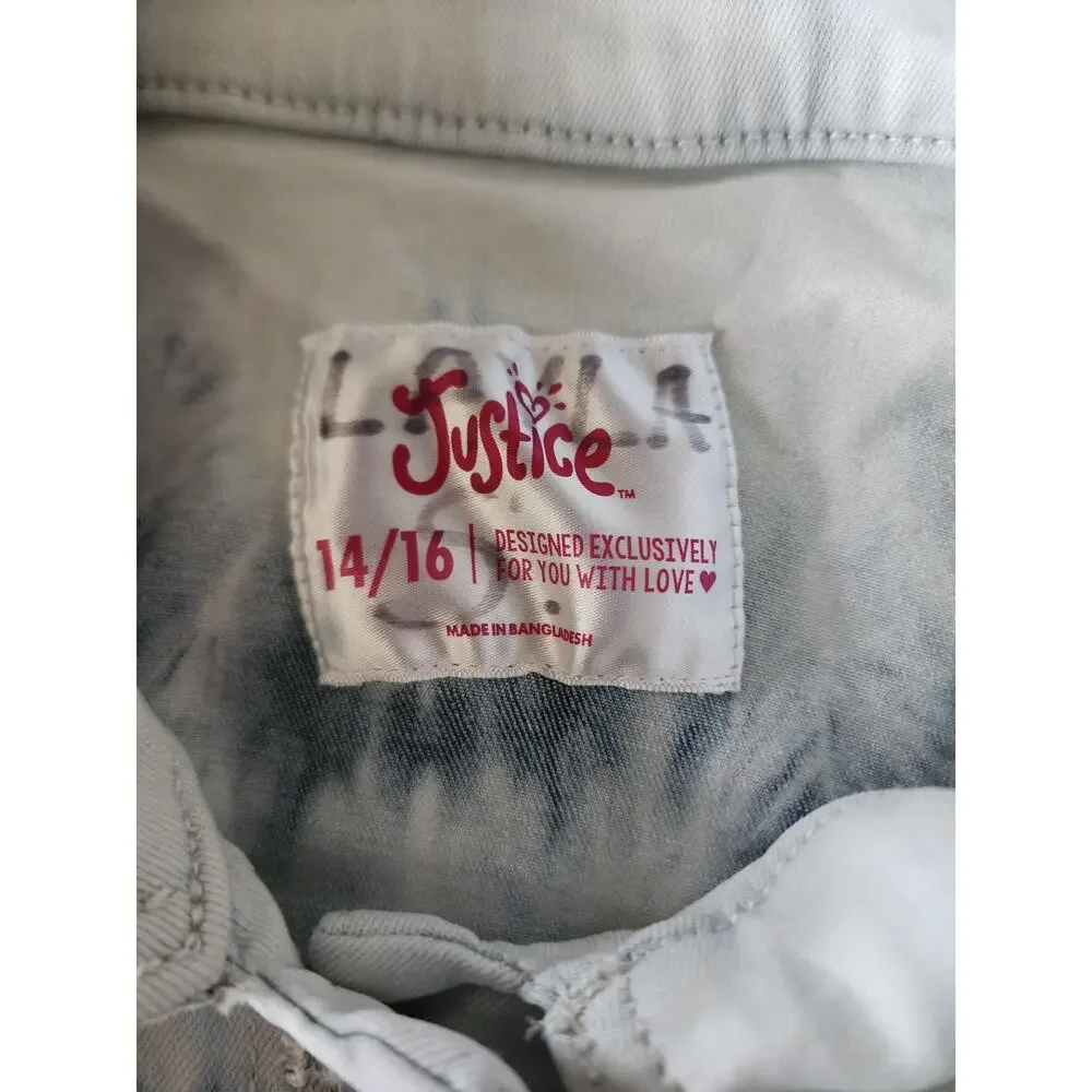 Justice Girls Tie Dye Denium Jean Jacket 14/16